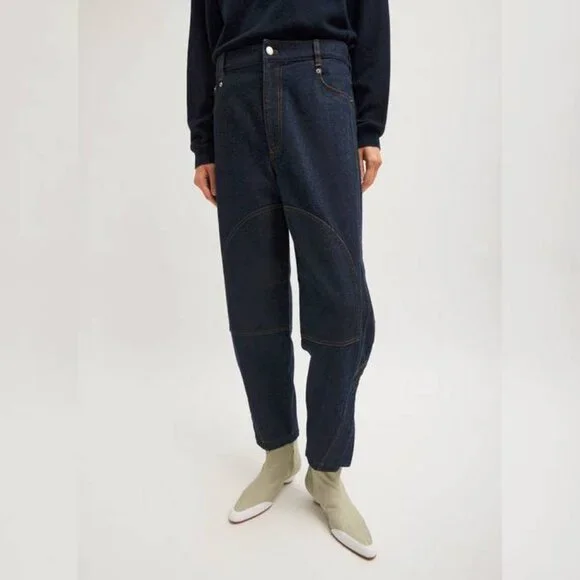 Tibi Earl Dark Denim Indigo Barrel Jeans - Picture 1 of 12